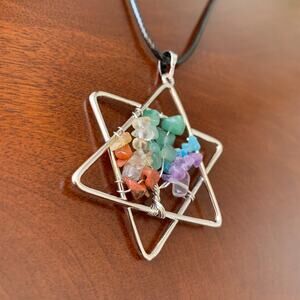 Star Rainbow Chakra healing stone Necklace